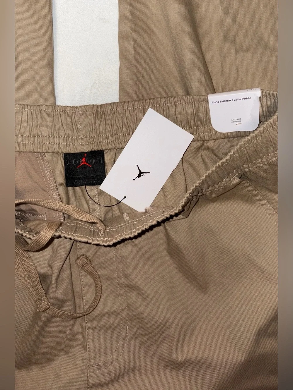 Jordan Jumpman Woven Pants HF9329-257 Khaki Tan Beige Elastic Waist Men L NWT